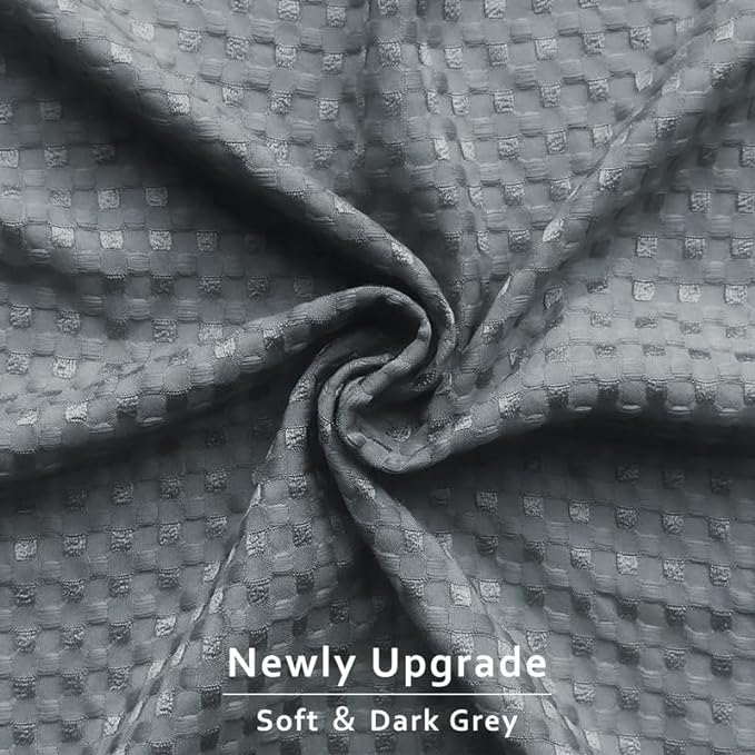 MIYE Pleated Waffle Weave Bed Skirt, Tailored Dust Ruffle 16 Inch Drop Easy Fit, Machine Washable (Dark Grey, Full - 16" Drop)