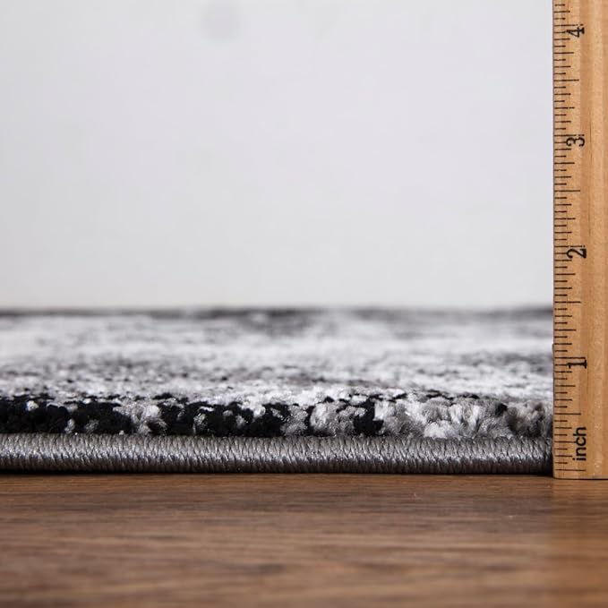 Keen Home Design Area Rugs - 5x8 Non-Shedding, Abstract Rugs for Kitchen, Living Room, Bedroom, Dining Room, Entryway - Size: 5'3" x 7'7", Abstract Black