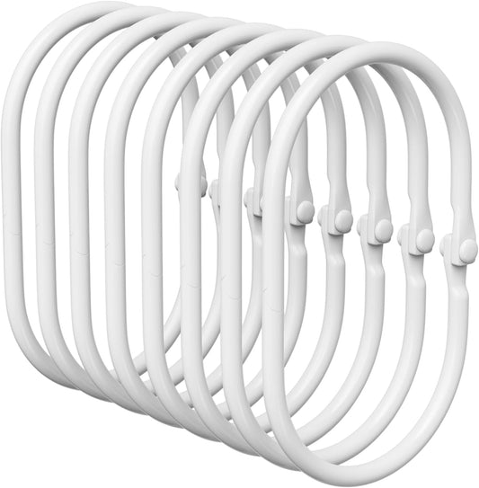 Shower Curtain Rings, White Shower Curtain Hooks 12 Pcs Anti-Drop Shower Rings for Curtain, Metal Shower Curtain Rings Rust Proof, Shower Hooks for Shower Curtain Rod, Curtain Rings