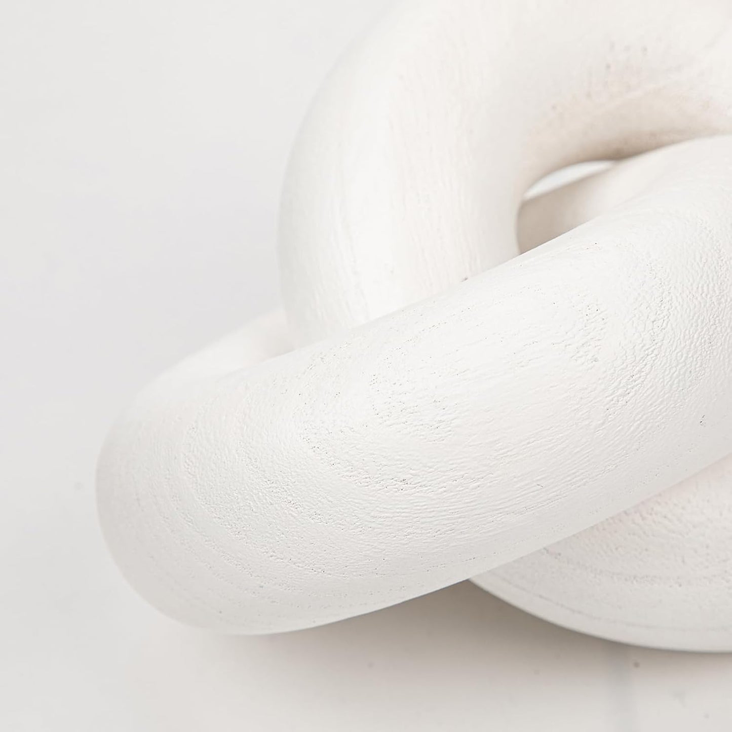 Table Decor Handcrafted Wooden Knot Sculpture Decor – Modern Nordic Style Decorative Accent for Home, Office, Shelf, and Console Table – Pure White Finish, 7"x4.7"