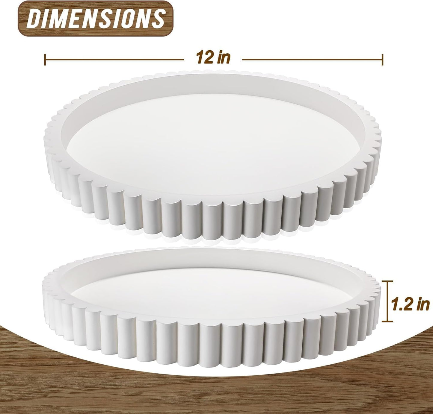 Handmade 12in Decorative Tray for Coffee Table Tray Decor, White Wooden Decorative Round Tray for for Coffee Table, Dining Room Table Entryway and Living Room Table