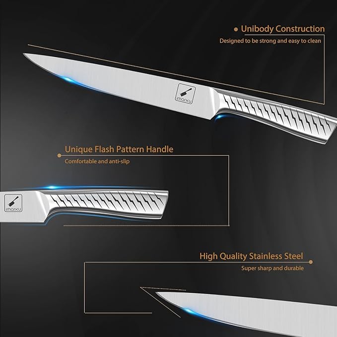 imarku Knife Set,14-Piece Knife Sets for kitchen with block,Premium One-Piece Kitchen Knife Set with Sharpener,High Carbon Stainless Steel Knives Set for Kitchen,Dishwasher Safe,Black