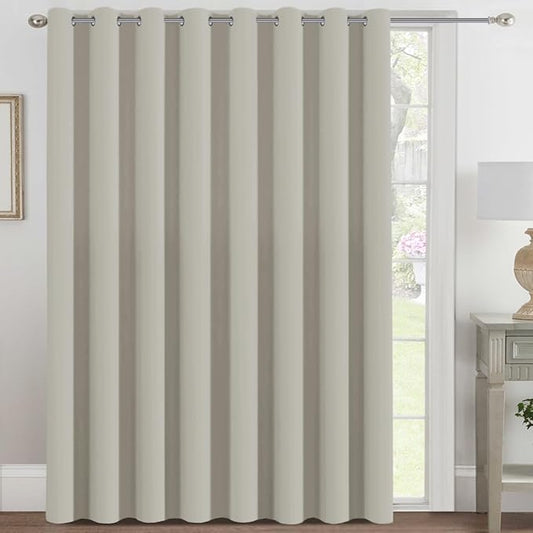 H.VERSAILTEX Blackout Patio Curtains 100 x 108 Inches for Sliding Door Extral Wide Blackout Curtain Panels Thermal Insulated Room Divider - Grommet Top, 9' Tall by 8.5' Wide - Pale Oak