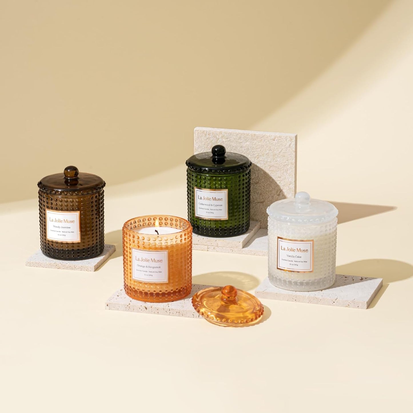 LA JOLIE MUSE Vanilla Cake Scented Candles, Vanilla Candles for Home Scented, Luxury Candle Gift for Women, Natural Soy Wax, 75 Hours Long Burning, 10 OZ