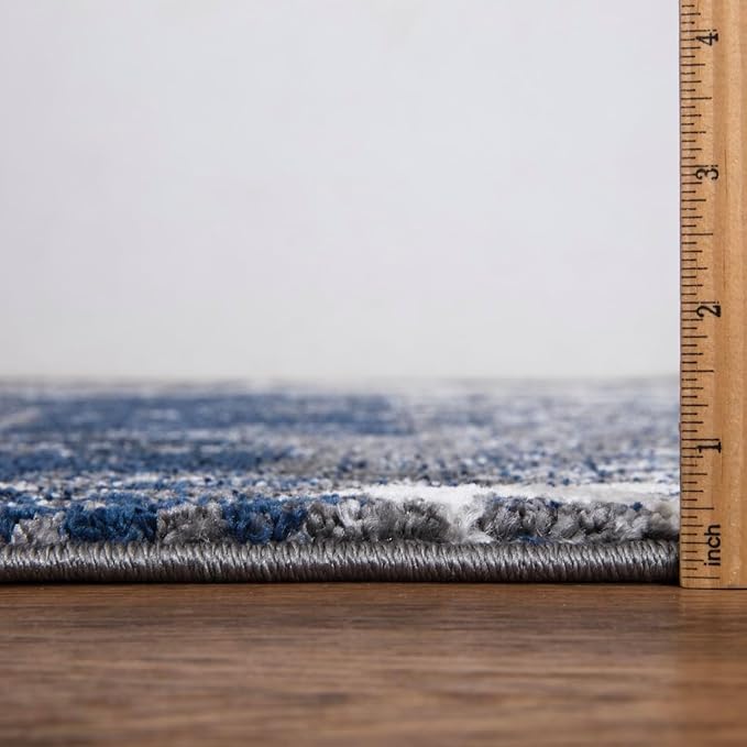 Keen Home Design Area Rugs - 12x15 Non-Shedding, Abstract Rugs for Kitchen, Living Room, Bedroom, Dining Room, Entryway - Size: 12' x 15', Navy/Grey/White