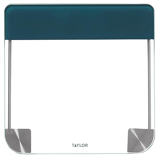 Taylor Digital Glass Bathroom Scale, Vanishing Display for Body Weight, Cyan Blue