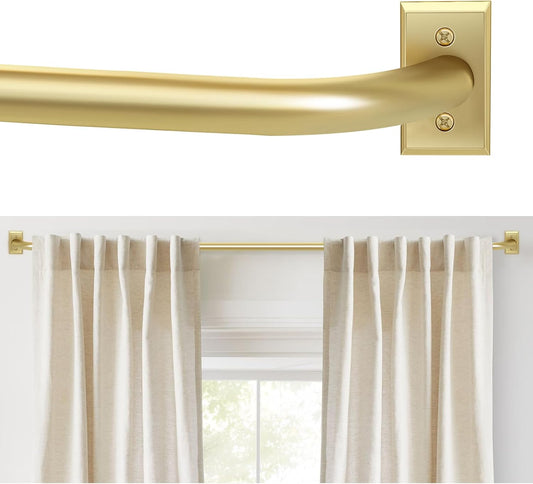 Gold Curtain Rods, Room Darkening Curtain Rod for Windows 48 to 90 Inches(4-7.5Ft), Wrap Around Curtain Rods, Heavy Duty Blackout Drapery Rods, Modern Decorative Window Treatment Rod, Gold