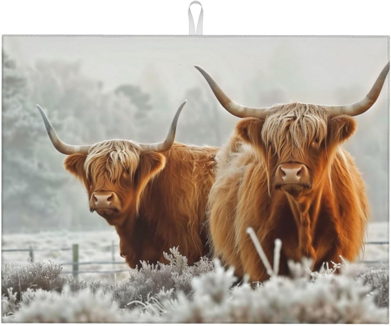 Highland Cow Dish Drying Mat 18x24 For Kitchen Counter Absorbent Microfiber Dishes Pad Dish Drainer Rack Mats Fast Dry Kitchen Accessories