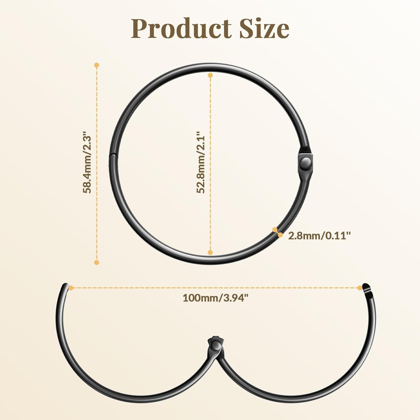 Shower Curtain Rings, Bathway Shower Curtain Hooks, Black Shower Curtain Rings Rust Proof, Anti-Drop Shower Rings for Curtain, Shower Hooks for Shower Curtain Rod Bathroom Curtain Rings