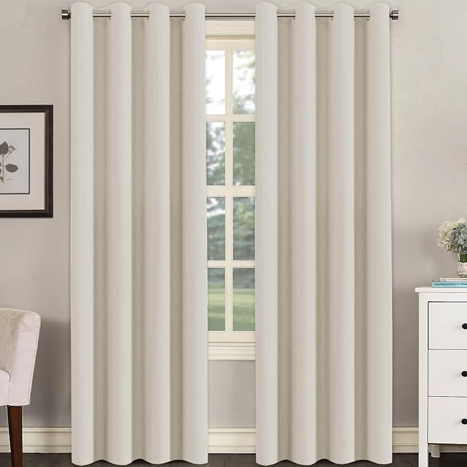 H.VERSAILTEX Blackout Curtain for Living Room Thermal Insulated Window Treatment Curtain Extra Long 96 inch Length Energy Saving Solid Grommet Top Blackout Drape, One Panel, Fog, 52" W x 96" L