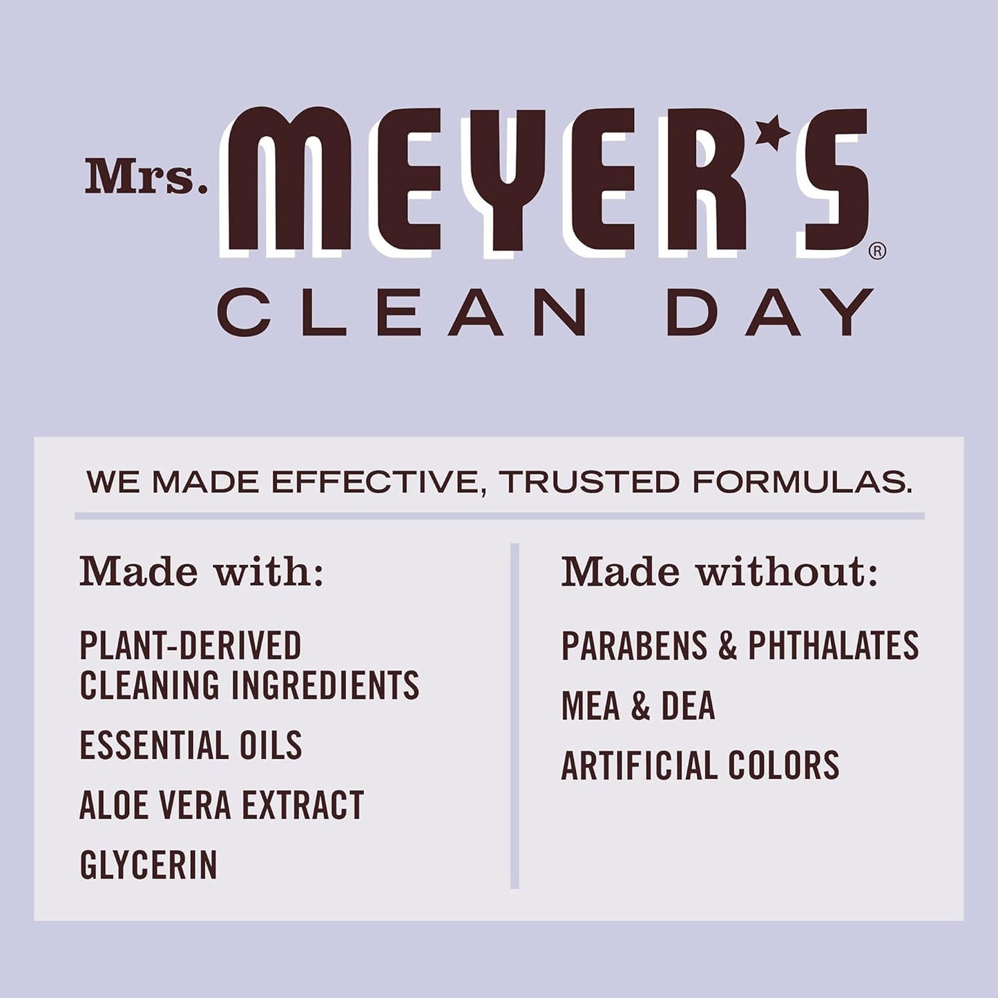 MRS. MEYER'S CLEAN DAY Liquid Dish Soap, Cruelty Free Formula, Lavender Scent, 16 oz- Pack of 6