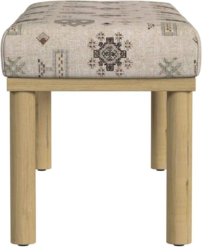HomePop Oslo Decorative Bench -Cream Contemporary Global Pattern
