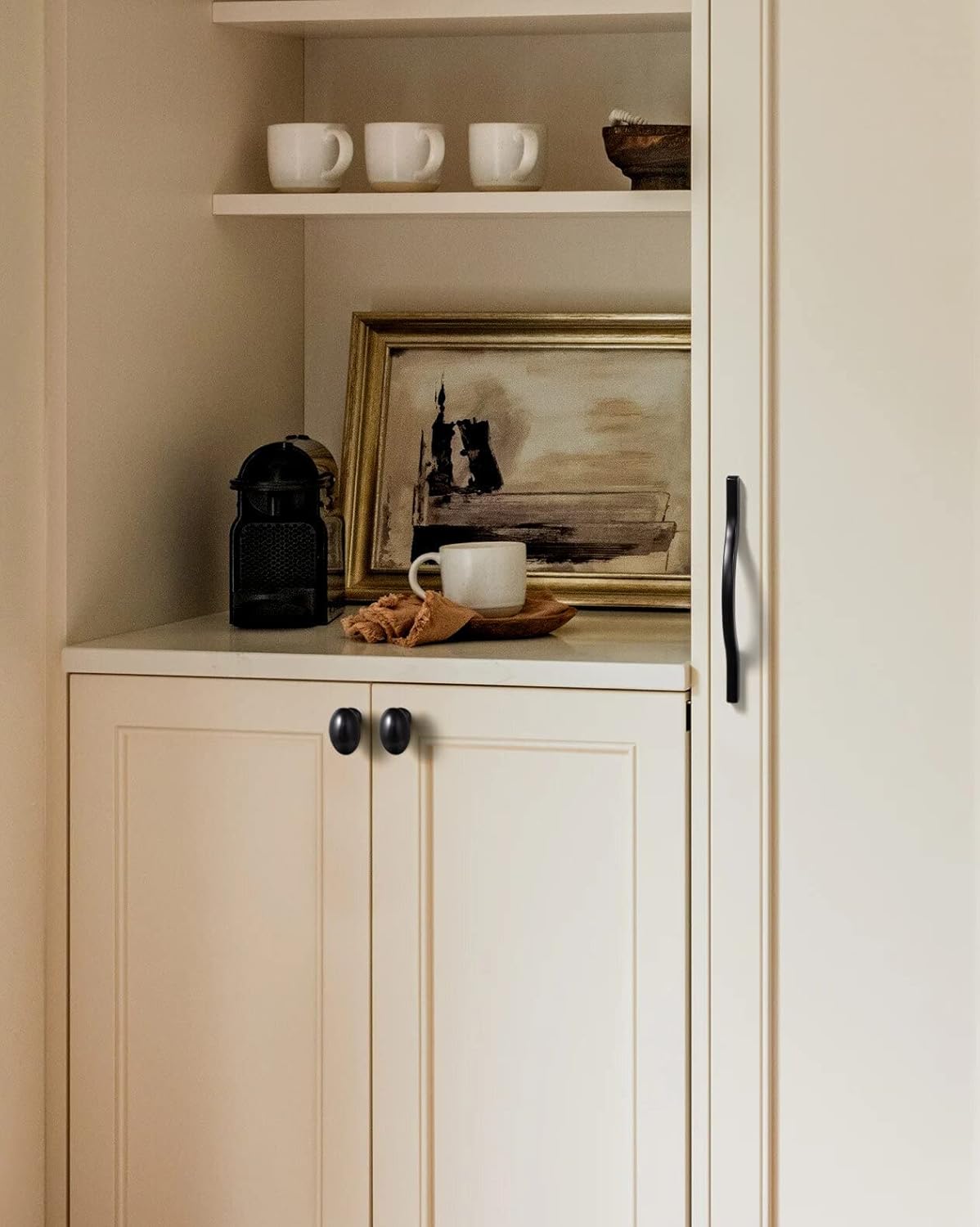 Goo-Ki 1.2Inch(36MM) Oval Matt Black Cabinet Knobs, Zinc Alloy for Drawer Knobs for Dresser Cupboard Wardrobe,6 Packed