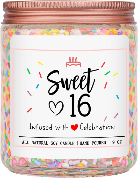 Homsolver 16th Birthday Gifts for Girls, Vanilla Cream Scent Best Ideas Birthday Presents for Daughter, Friends, Sister, Handmade Aromatherapy Candle Decorations