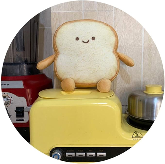 Nenalayo Toast Sliced Bread Pillow,Bread Shape Plush Pillow,Facial Expression Soft Toast Bread Food Sofa Cushion Stuffed Doll Toy for Kids Adults Gift Home Bed Room Decor (S)