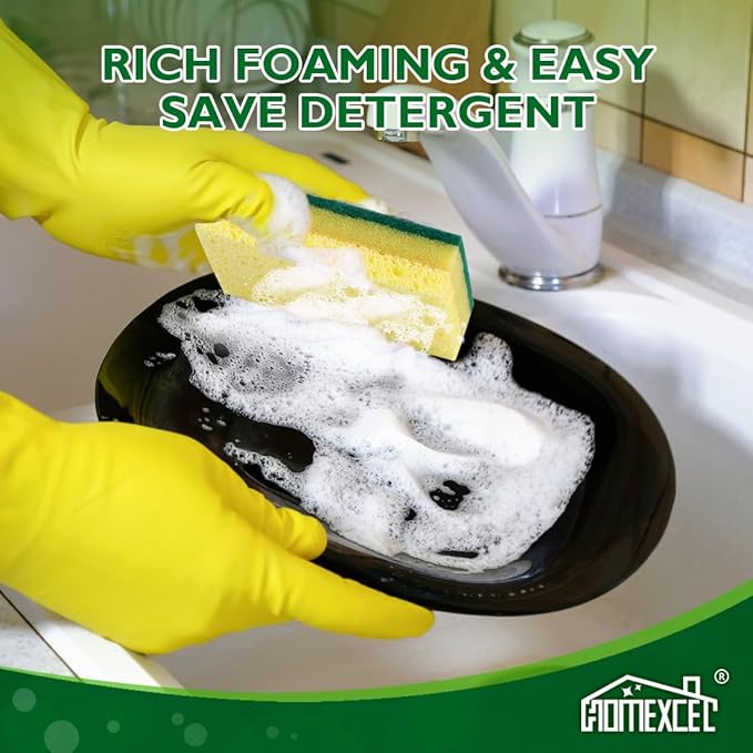 HOMEXCEL Sponges Kitchen 24pcs, Heavy Duty Sponges for Dishes, Scrub Cleaning Sponge for Non-Coated Cookware, Dishes, Pots, Pans, Dual Sided Dish Sponge for Kitchen, Household, Bathroom and More