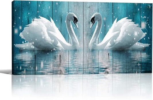 Wall Art for living room Canvas wall decorations for bathroom Modern Wall decor Family Bedroom Wall Pictures Two swans Artwork Kitchen office Home decoration Abstract painting