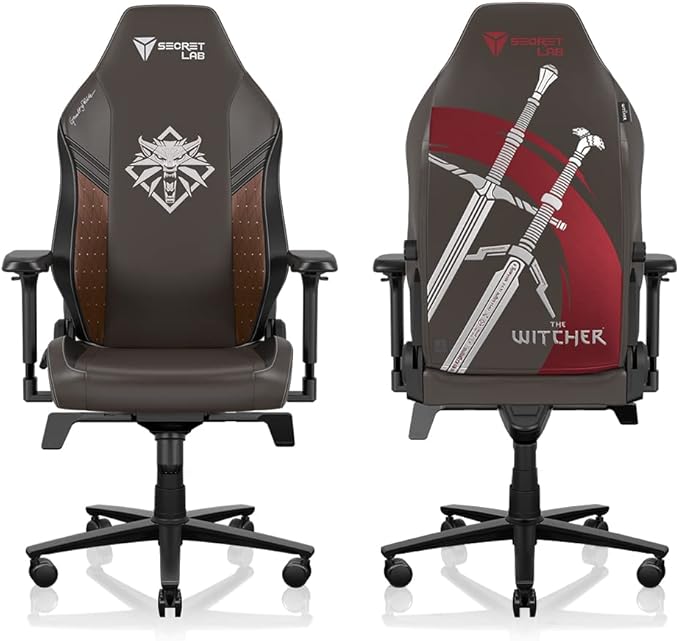 Secretlab Titan Evo The Witcher Chair - Reclining - Ergonomic & Comfortable Computer Chair with 4D Armrests - Magnetic Head Pillow & 4-Way Lumbar Support - Small - Brown - Leatherette