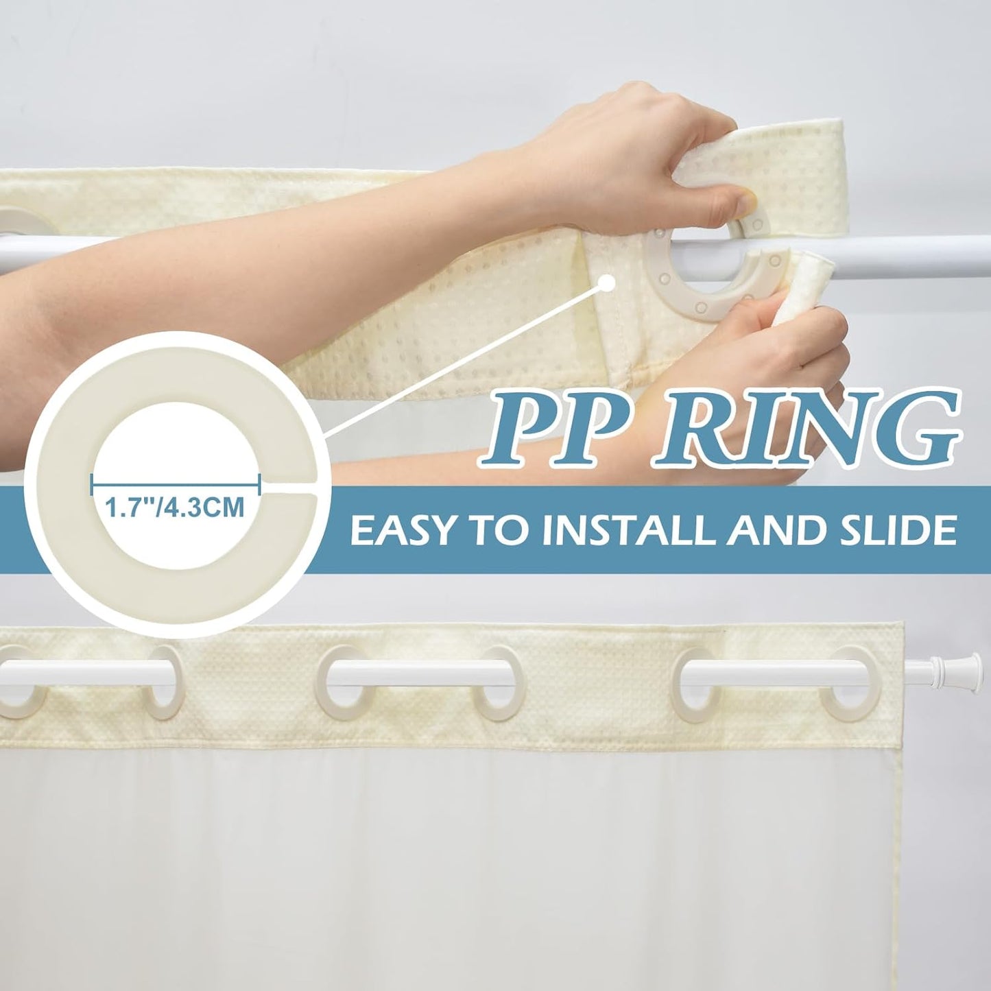 Ivory Stall Hotel Shower Curtain with Detachable Liner - 230GSM Waffle Textured,Hotel Grade,Spa Like Bath Curtain,54W x 80H