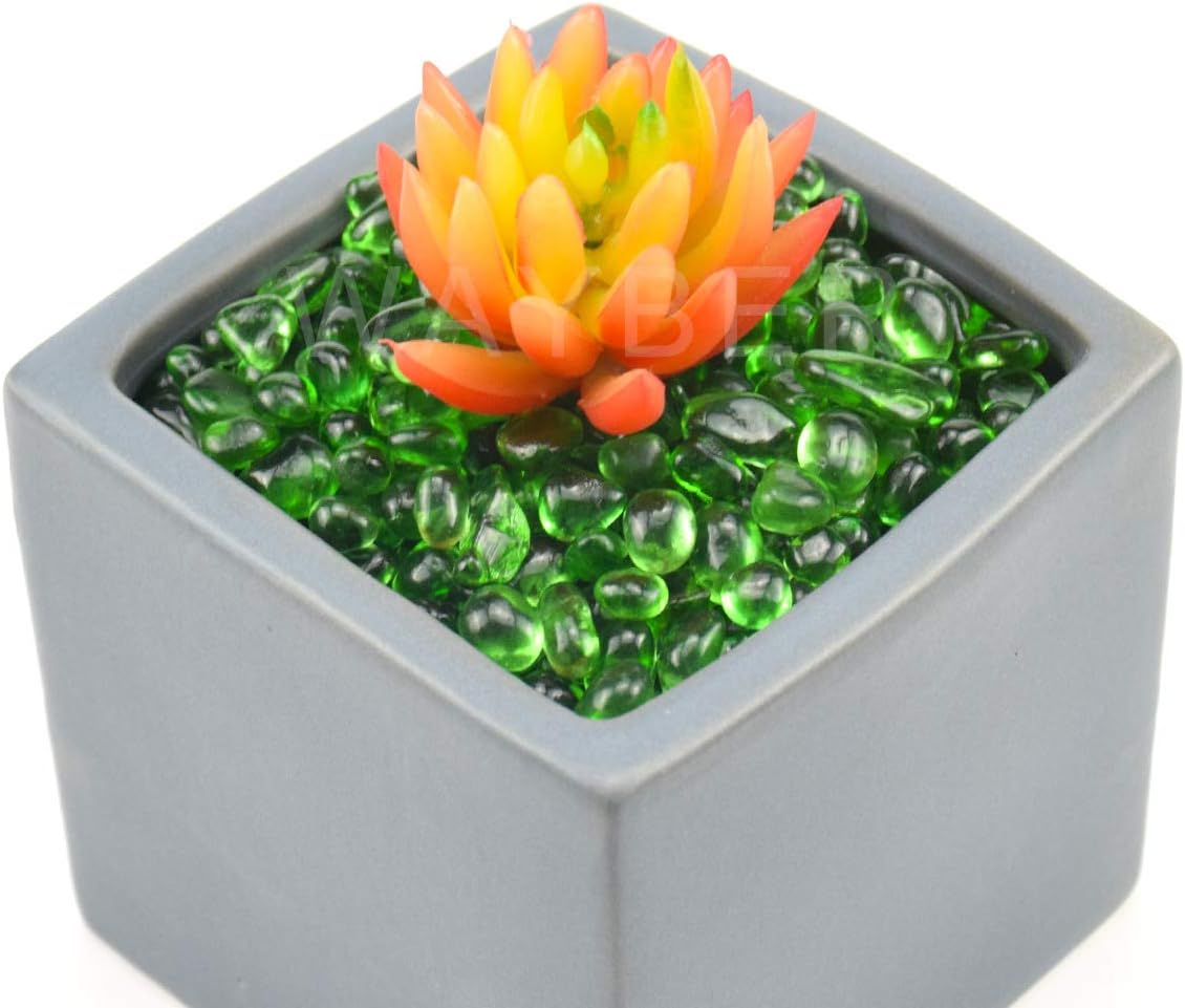 WAYBER Glass Stones, 1Lb/460g Irregular Sea Glass Pebbles Non-Toxic Artificial Gemstones for Vase Filler/Handmade Gift/Terrarium Flowerpot Aquarium Turtle Tank Decoration, Green