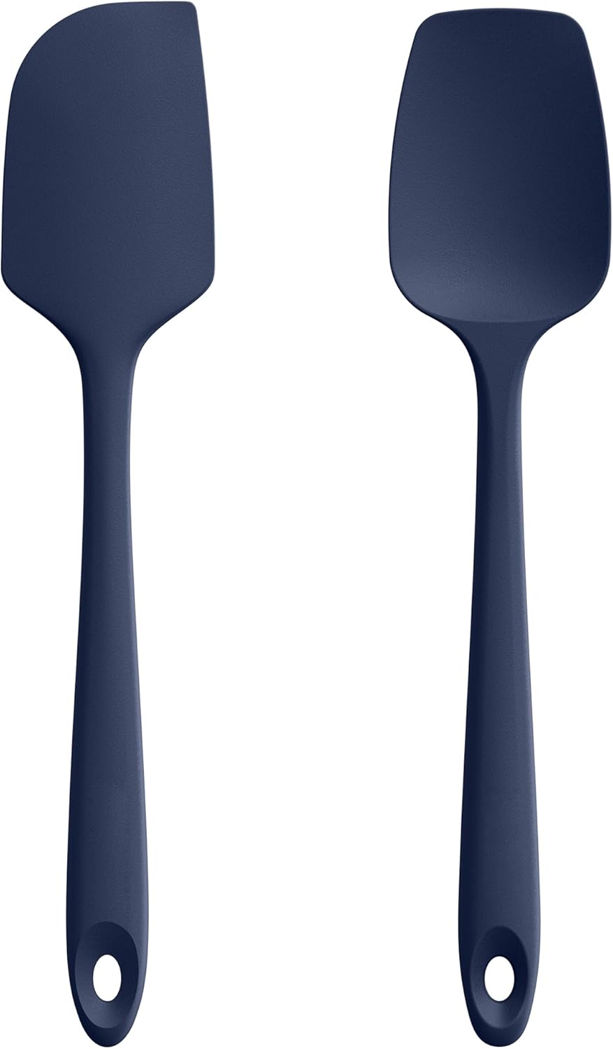 U-Taste Flat Spatula & Spoon Spatula: 11.38in 600ºF Heat Resistant Silicone Bowl Scraper, Flexible Rubber Kitchen Cooking Mixing Utensil with Upgraded Non-Stick Surface (Set of 2, Midnight Blue)