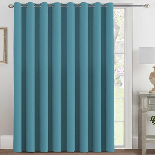 H.VERSAILTEX Blackout Patio Curtains 100 x 108 Inches for Sliding Door Extral Wide Blackout Curtain Panels Thermal Insulated Room Divider - Grommet Top, 9' Tall by 8.5' Wide - Storm Blue