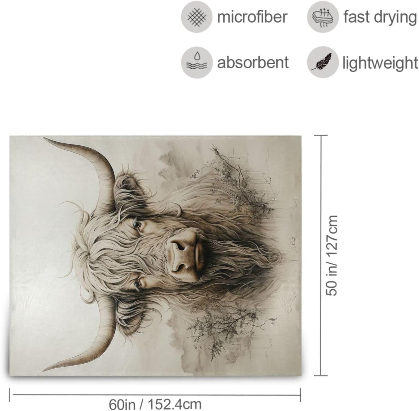 Highland Cow Throw Blanket for Teens Boys Girls and Adults Soft Warm Cozy Funny Midweight Food Flannel Blankets for Couch Sofa Bed Camping Travel Home Decor 50" X 60"