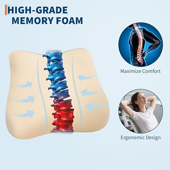 Ergonomic Office Chair, Adjustable Headrest and Lumbar Support, Retractable Footrest, Home Office Computer Executive Desk and Chair with Wheels for Home Office, Beige with Pillow