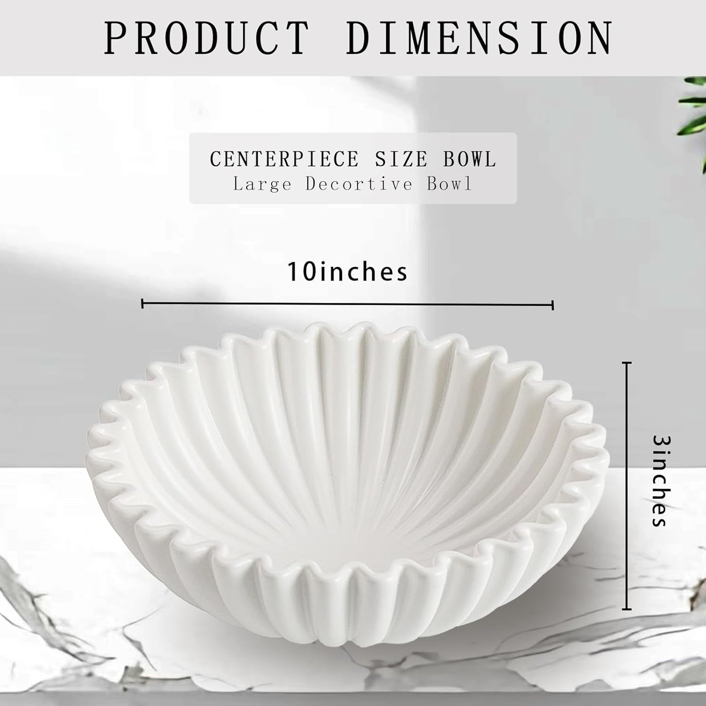 Large Ceramic Decorative Bowl -White Decorative Bowls for Home Decor-Perfect for Entry Way Table, Fruit Bowl, Key Bowl