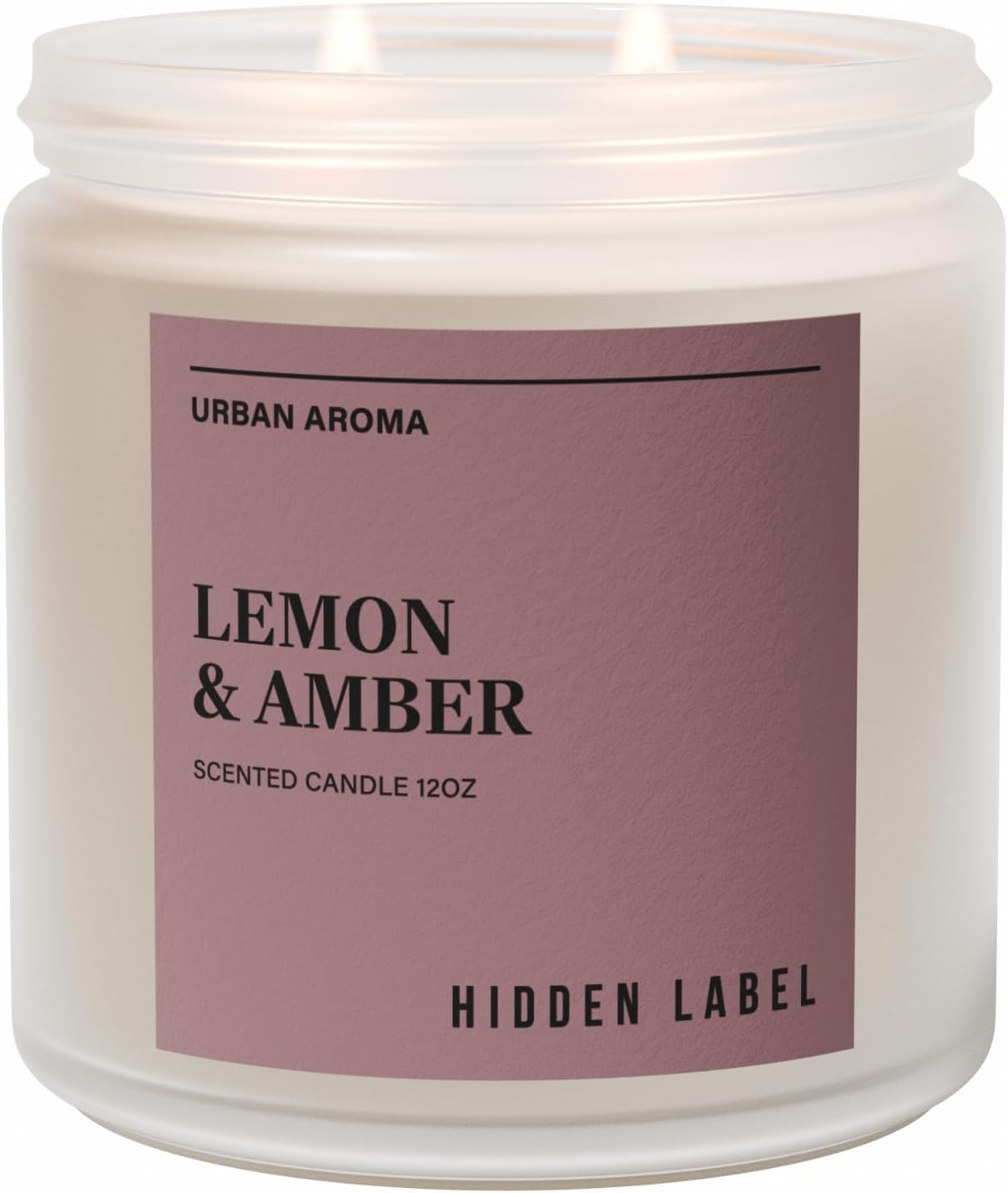 Hidden Label Lemon Amber Scented Candle, 12oz 2 Wick Natural Soy Non Toxic Candles, Clean Burning Long Lasting Aromatherapy for Home | Gifts | Décor,Premium Scents for Relaxation & Stress Relief