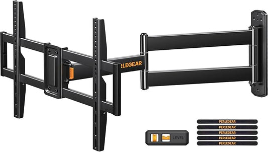 Perlegear Corner TV Wall Mount Long Arm TV Mount Bracket for 32-75 Inch TVs-Full Motion TV Wall Mount with 32.37” Extension & Swivel Articulating Arm & Tilt, MAX VESA 600x400mm, Holds up to 100 lbs