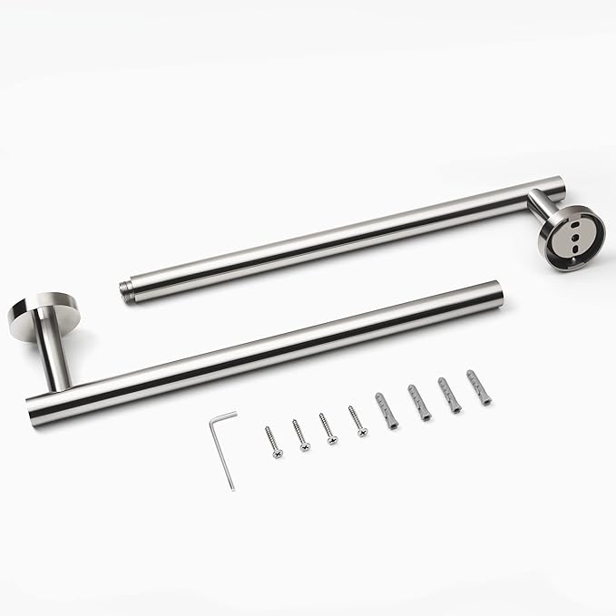 HITSLAM Chrome 25.7 Inch Towel Bar for Bathroom, SUS304 Stainless Steel Bathroom Towel Rack Wall Mounted, Modern Home Decor Bath Towel Holder with Hardware Accessories