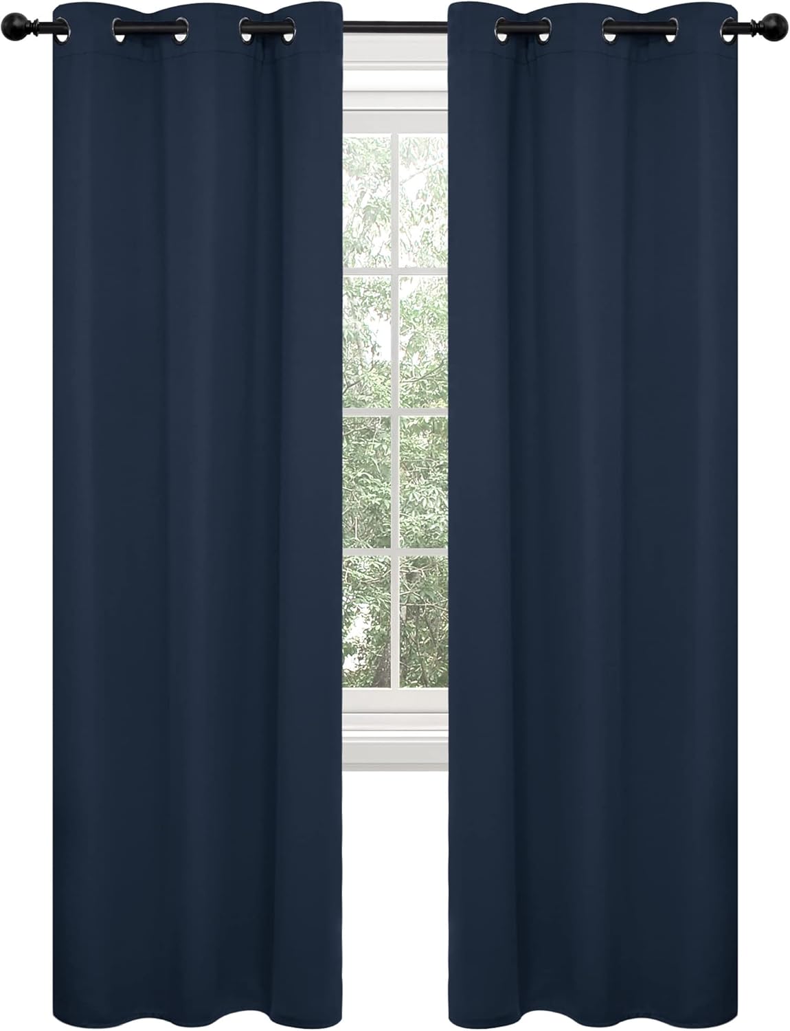 Deconovo Blackout Curtains for Bedroom – Set of 2 42W x 63L Inch Thermal Insulated & Noise Reducing Panels–Home Window Room Darkening Sustainable Grommet Drapes for Living Room and Nursery, Navy Blue