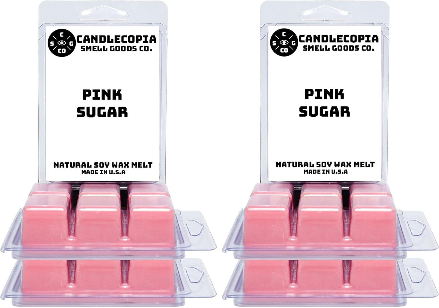 Pink Sugar Strongly Scented Hand Poured Vegan Wax Melts, 36 Scented Wax Cubes, 19.2 Ounces in 6 x 6-Packs