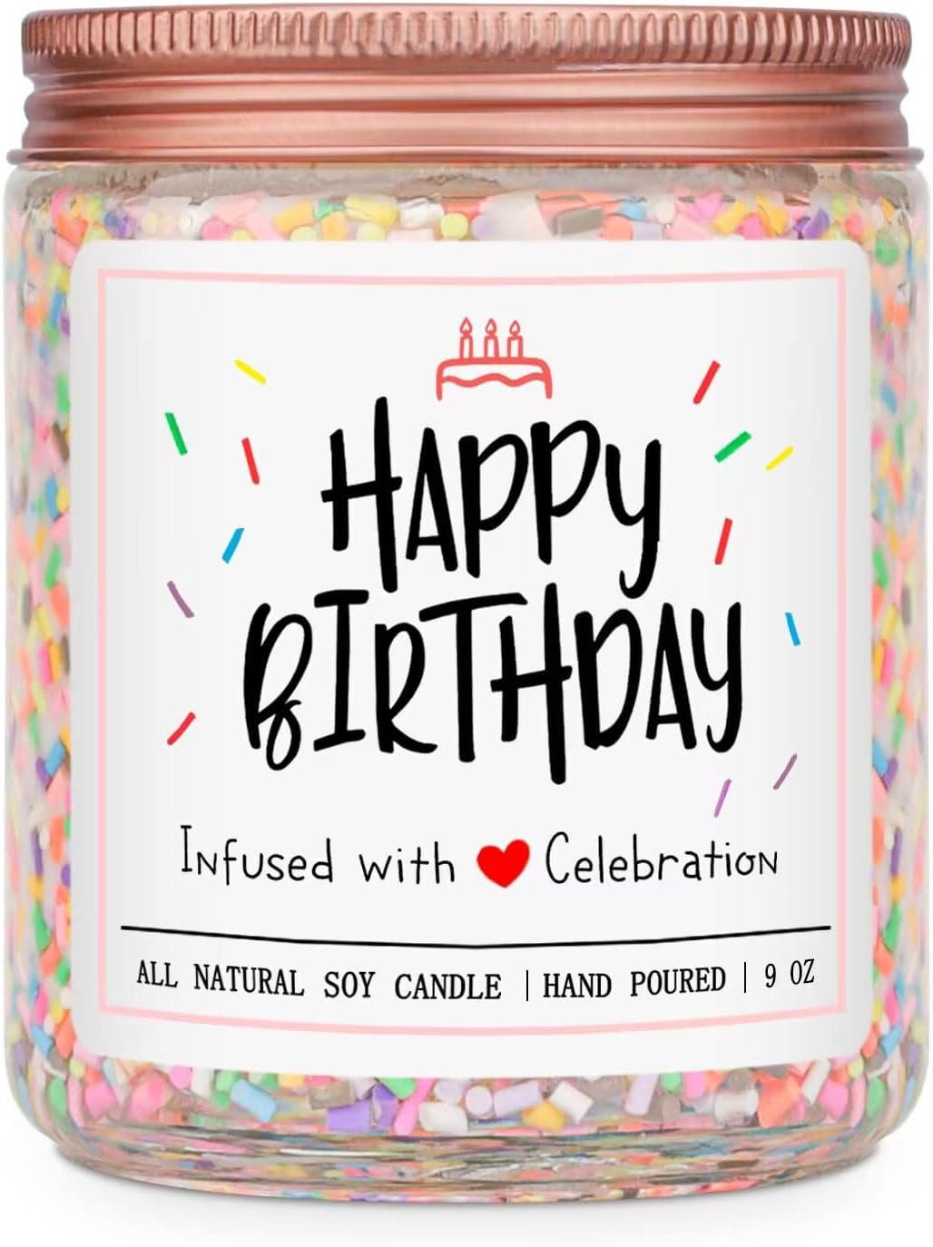 Homsolver Happy Birthday Gifts for Women Unique, Vanilla Cream Scent with Sprinkles Candy Birthday Candles for Her, 18th/20th/30th Birthday Handmade Aromatherapy Candle Decor