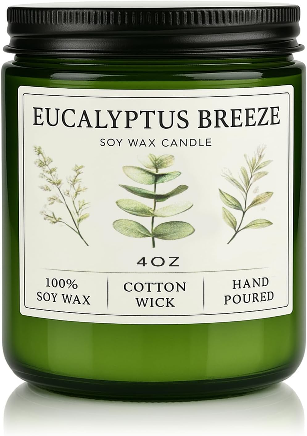 Eucalyptus & Mint Candles for Home Scented, 20 Hours Burn Soy Candle Gift for Women Stress Relief, Meditation, Yoga, Relaxing, Natural Soy Wax for Men and Women, 4oz