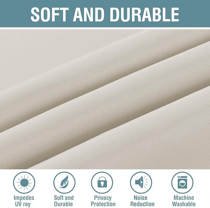 H.VERSAILTEX Blackout Curtain for Living Room Thermal Insulated Window Treatment Curtain Extra Long 96 inch Length Energy Saving Solid Grommet Top Blackout Drape, One Panel, Fog, 52" W x 96" L