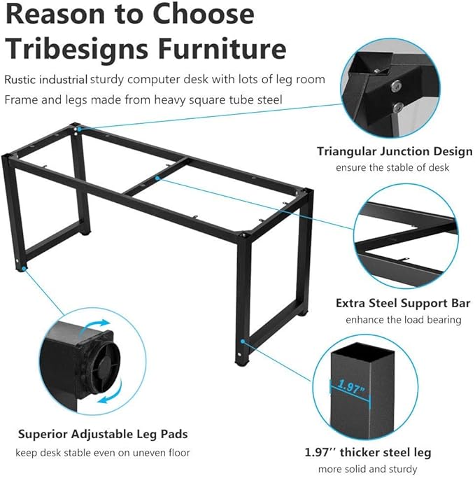 Tribesigns Computer Desk, 55 inch Large Office Desk Computer Table Study Writing Desk Workstation for Home Office, Rustic Brown