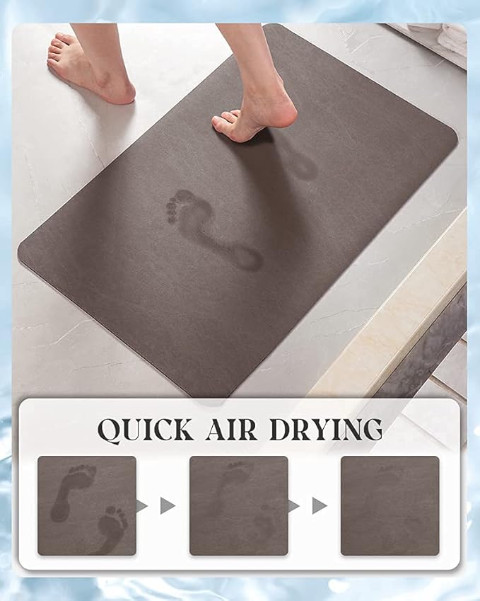 MontVoo -Bath Mat Rug-Rubber Backing Non Slip Quick Dry Absorbent Thin Bathroom Rugs Fit Under Door-Faux Suede Surface Bathroom Floor Mats-Shower Rug for in Front of Bathtub Shower Brown 20"x32"