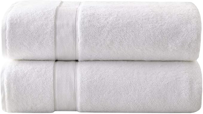 Madison Park 800GSM 100% Cotton Luxurious Bath Towel Set Highly Absorbent, Quick Dry, Hotel & Spa Quality for Bathroom, 34" x 68", White 2 Piece