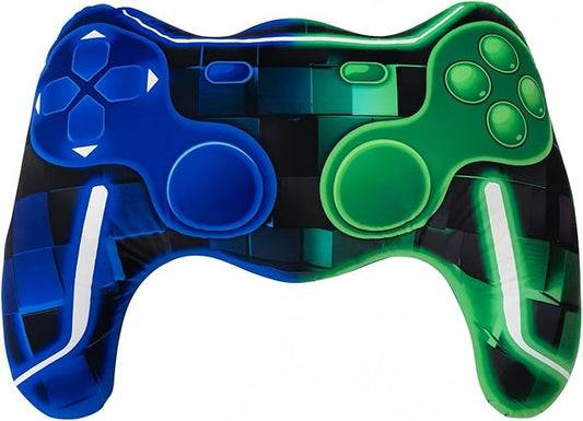 Meeting Story Game Controller Shaped Plush Throw Pillow Cushion for Boys and Girls Gamer Room Decoration for Sofa Couch/Computer Chair/Bed Gifts for Teen Boys Gaming Toy Pillow (Green Blue, Large)