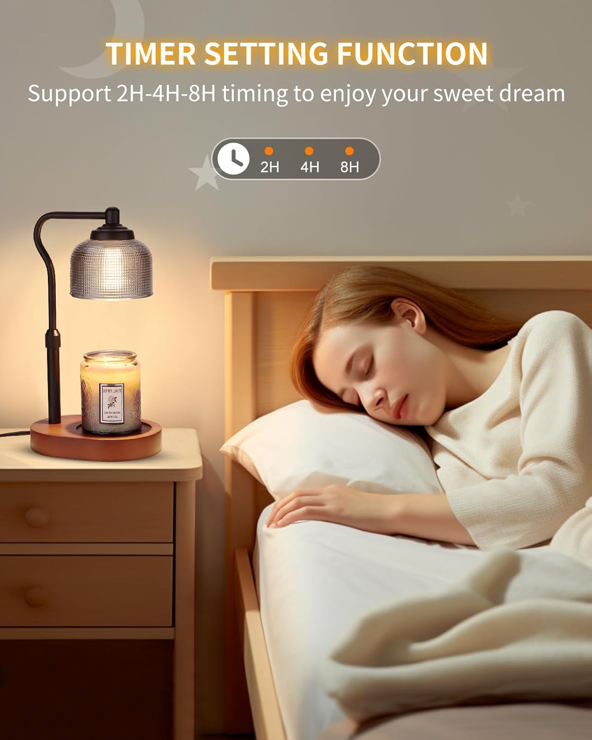 Candle Warmer Lamp with Timer, Electric Candle Warmer Adjustable Height, Mothers Day Gift for Mom, Dimmable Modern Candle Lamp with 3 Bulbs for Home Decor House Warming Gifts, Grey Glass