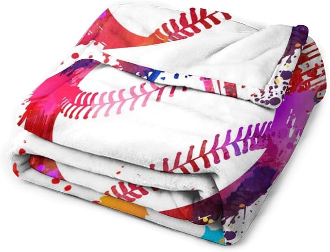Throw Blanket for Teens Boys Girls and Adults Soft Warm Cozy Funny Midweight Food Flannel Blankets for Couch Sofa Bed Camping Travel Home Decor 50" X 60" (Baseball, Custom)