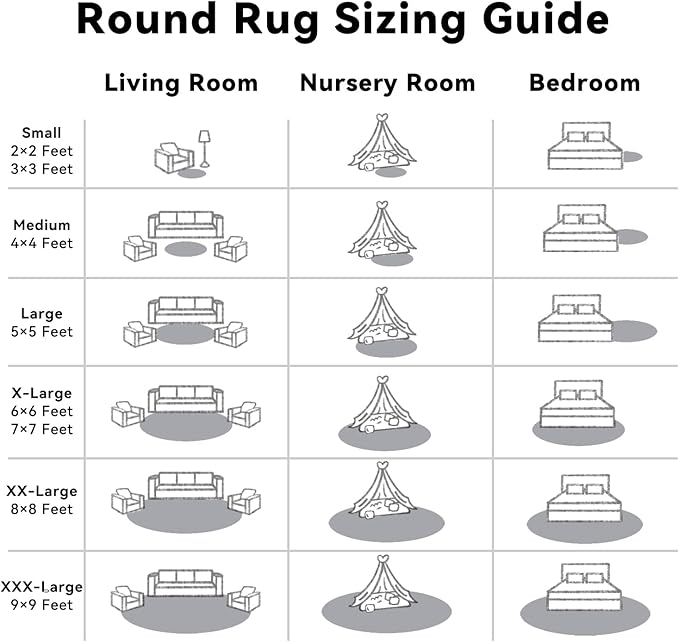 OLANLY Grey Round Rugs for Bedroom - Machine Washable, 9 ft Circle Area Rugs for Living Room, Soft and Fluffy Shaggy Carpet for Teen Girls and Boys, Nursery Rooms, Dorms, Home Decor Aesthetic