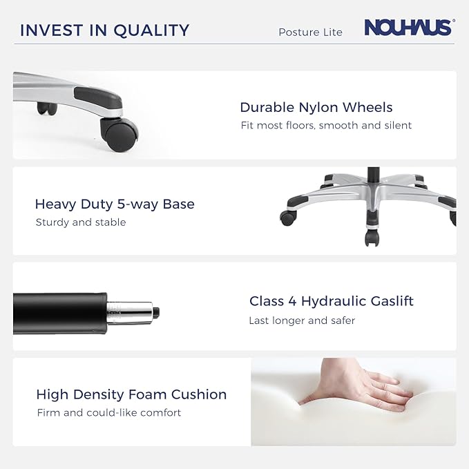 Nouhaus Big and Tall Desk Office Chair with Lumbar Support, High Back PU Leather Ergonomic Office Chair, Executive Desk Chair Computer Chairs with Adjustable Flip-up Armrests (Posture Lite,Black)