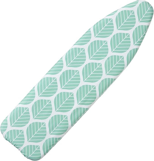 Ironing Board Cover and Pad, Standard Size 15 x 54, Thick Padding with Elasticized Edges, Heat Reflective with Hook and Loop Fasteners, 3 Layers Iron Board Cover (Green Leaf)