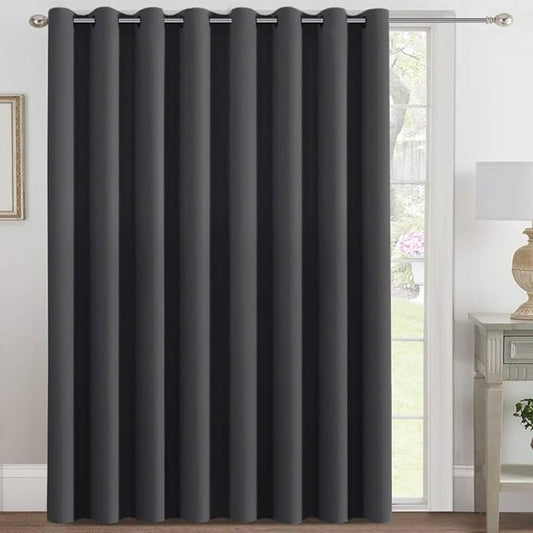 H.VERSAILTEX Blackout Patio Curtains 100 x 84 Inches for Sliding Door Extral Wide Blackout Curtain Panels Thermal Insulated Room Divider - Grommet Top, 7' Tall by 8.5' Wide - Charcoal Gray