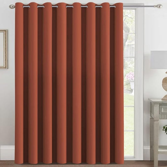 H.VERSAILTEX Blackout Patio Curtains 100 x 84 Inches for Sliding Door Extral Wide Blackout Curtain Panels Thermal Insulated Room Divider - Grommet Top, 7' Tall by 8.5' Wide - Orange