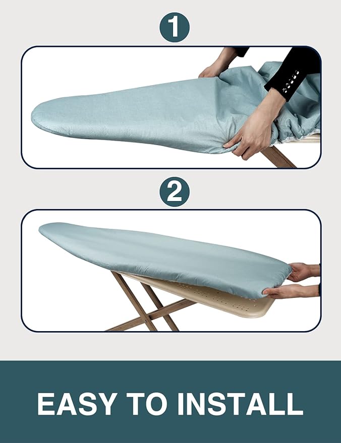 Ironing Board Cover and Pad, Resist Scorching and Staining, 15x54 Reflective Silicone Ironing Board Cover with Thick Padding Extra Thick with Elastic Edges 4 Fasteners
