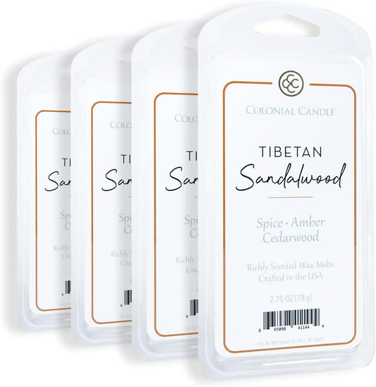 Colonial Candle Tibetan Sandalwood Scented Wax Melts, Wax Melt Warmer Cubes, Long Lasting Scented Wax Warmer Cubes, 4 Pack, 6 Cubes Each - Made in The USA